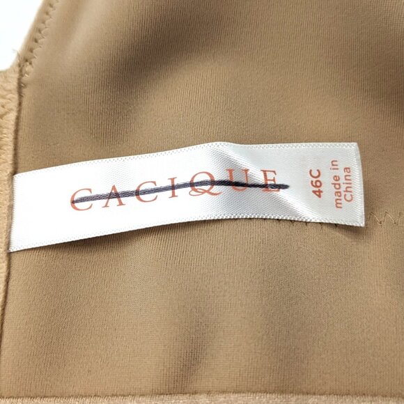 Cacique Lane Bryant 46C Balconette Bra Wireless Cafe Beige Backsmoother Lined - Picture 5 of 9